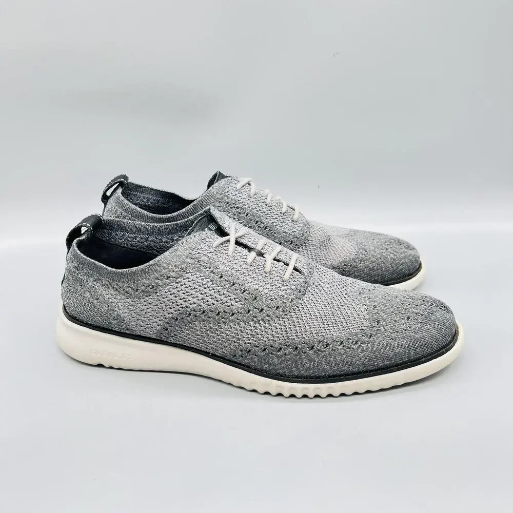 Cole Haan Shoes Mens 9.5 Gray Knit Grand OS Wingtip Oxford Sneakers Comfort